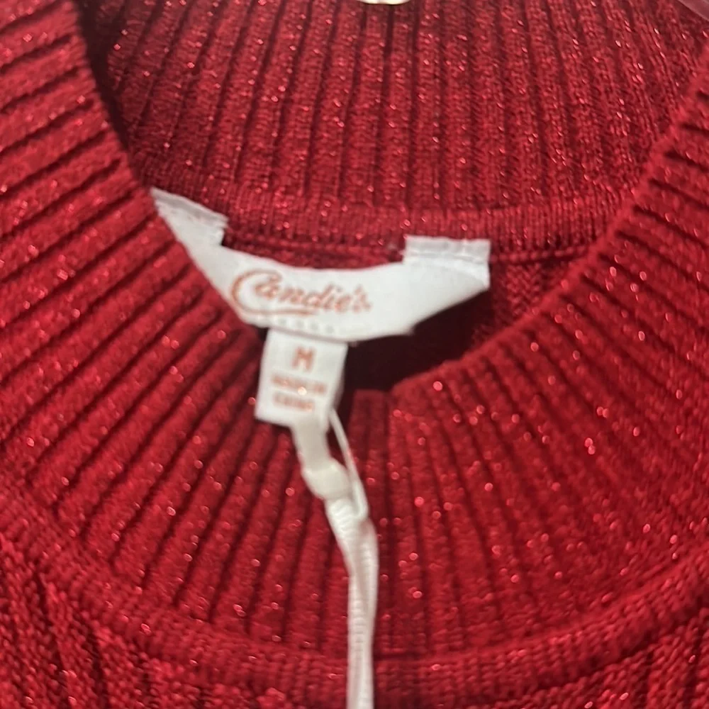 Candies size M red, mock turtleneck, sleeveless sparkly, sweater, dress - Picture 3 of 6